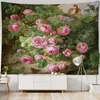 Tapestries Flower And Bird Oil Painting Tapestry European Retro Art Hanging Cloth Scene Wall Bohemian Home Decoration