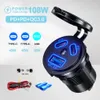 108W USB -billaddare Socket 3 Ports Dual 45W PD Typ C 18W QC3.0 Power Outlet Fast Charge för 12V/24V Boat Sedan RV Motorcykel