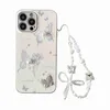 Casos de telefone celular 3d Pearl Butterfly Adequado para iPhone 15 PROMAX CASA 14 BRACELETA 13 ANTIOGENS 12 MULHERES 11 MATHER H240419