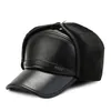 Berets Winter Warm Cap Men Black Leather Fur Baseball Hats For Women Casquette Bones Dad Caps Earflaps Thicken