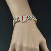 Chaîne Fashion Bling Rhingestone Heart Bracelet Hip Hop Cuban Chain Link Bracelets For Men Women Jewelry Gift Pulsera D240419