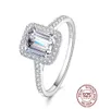 Hoogwaardige originele 925 Sterling Silver Wedding Ring Princess 57 mm CZ Zirkoon rechthoek Diamantringen voor vrouwen verloving Jewel5022780