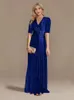 Lucyinlove Luxury Floor Length V-Neckイブニングドレス2024女性エレガントパーティーマキシドレススパンコン短袖プロムカクテルドレス240403