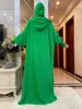 Vêtements ethniques 2024 Nouveau Ramadan musulman deux chapeaux Abaya Dubaï Turquie Islam Clothes 100% coton Batwing Hobes Islam Women Kaftan D240419
