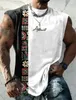 Męskie koszulki męskie kamizelka T-koszulka wzorzyste kolorystyki blokady plemienne harajuku ekipa szyi ubranie codzienne sport sportowy druk etniczny top t240419