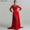 Vestidos de festa serene colina muçulmana vermelho luxo de luxo