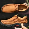 Casual Shoes 2024 High Quality Men's Genuine Leather Waterproof Work Cow Loafers Plus Size 38-46