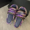 Designer Women Slides Summer Beach Knit Slippers New Style Channel Luxury Brand Sandaler Low Heel Women Tisters With Box