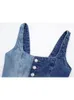 Women Fashion Front Button Patchwork Denim Tank Tops Sexy Backless Elastic Wide Straps Female Camis Mujer 240407