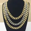 Цепи рэппер хип -хоп ICED OUT PAVED ATRESTONE 15 мм Miami Curb Cuban Link Chain Gold Sliver Ожерелья для мужчин Женщины ювелирные изделия C1497138