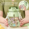 Water Bottles 1300ml Cute Girls Bottle With Stickers Straw Big Belly Cup Sports For Jug Children Female Kettle Strap
