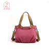 Shoulder Bags Luxury Polyester Women Canvas Bag Multifunctional Large-capacity Lady Messenger Casual Solid Color Soft Handle Handbag