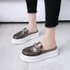 Casual Shoes 2024 Flat Platform Thick-Soled Girls Summer Baotou Fashion Outer Wear Lazy Womens Black Sliver