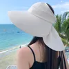 Dames zomerhoed voor de zonbrief randje nekbescherming zonne strand emmer hoeden opvouwbare paardenstaart panama caps vrouwelijk 240323