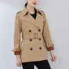 Women's Trench Coats Designer Flip Collar with Belt Double breasted Mid length Street Bombing Small British Style Spring and Autumn Coat for Women SO3N