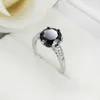 Solitaire Ring New 925 Silver Vintage Solitaire Round Natural Black Stone Ring For Women Fine Jewelry ANNIVERSARY Cadeaux en gros D240419