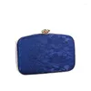 Evening Bags 2024 Female Bag Lace Clutch Purse Handbags Luxury Designer Metal Rose Button Shoulder Chain Bride Wallet