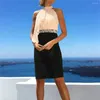 Party Dresses Sheath High Neck Puff Chiffon Mother Of The Bride Dress Elegant Knee Length With Leopard Belt Homecoming For Women 2024