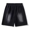 Men's Shorts Loose Star Embroidery Black Wide Leg Casual Sports Sweatshorts 2024 Summer