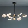 Avizeler Nordic Demir Led Chandelier Yemek Odası Yaratıcı Kolye Lambası İç Dekor Dökülebilir Oturma Yatak Odası Bar.