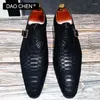 Casual Shoes LUXURY MEN LOAFERS BUCKLE STRAP SNAKE PRINTS FORMAL DRESS WEDDING OFFICE NUBUCK LEATHER