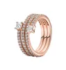 18k Rose Gold Triple Spiral Ring med originalbox för P Autentic Sterling Silver Wedding Jewelry for Women Girls Cz Diamond Girlfriend Engagement Rings9098495