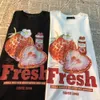 Fresh Strawberry American Retro Creative Printed Short Sleeved Tshirt Womens Trendy Brand Loose Versatile Half Shirt 240417