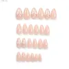 False chiodi 24pcs farfalla unghie finte ins ovale Pressa su unghie nude a colore nuda punte false per unghie per ragazze indossabili Copertura completa Y240419