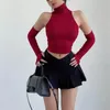 Spicy Girls Y2K Tops Absleeve sexy Rollkragenpullover Tanktop für Frauen schlanker kurzes T -Shirt Skinny Streetwear Crop Top 240419