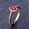 Solitaire ring Origineel 585 Purple Golden 14K Rose Golden Crystal Ruby Sieraden Ovaal verstelbare prachtige bruiloftsbetrokkenheid voor vrouwen D240419