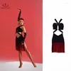 Bühnenbekleidung lateinische Tanzkleidung mit personalisiertem Design Sinnes Kleid Quasten und Brustpolster untere Hose Samba Standard