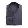 Camicie casual da uomo camicia all'ingrosso in piedi da colletto semplice cuff alla moda sottile business plus size