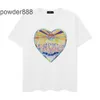 2024 Summer High Street Trendy Half Sleeved Colorful Letter Printed Loose Casual Short T-shirt