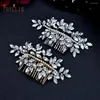 Haarclips A499 Kristallbraut Kamm Eleganter Strasshochzeit Ornamente Brautzubehör Schmuck für Frauen Tiara Clip