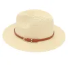 Lente zomer unisex solide kleur panama kleine riem gespog top hoed Brits casual vouwen rietje fedora hoed vrouwen strand zon cap