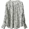 Mélange de soie française Mélange à poitrine florale Shirt à moitié ouvert pour les vêtements imprimés de nouveautés de nouveauté pour femmes