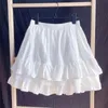 Ruffles spets lapptäcke bomull vit minikjol hög midja aline kjolar för kvinnor 2024 sommar 240411
