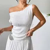 Women's T Shirt sexy Tees Versatile solid color sleeveless knit vest, sexy slim fit knit T-shirt, design and off the shoulder top Plus Size tops