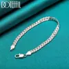 Chain DOTEFFIL Silver Color Bracelet 6mm 18/19/20cm Flat Side Chain Lobster Clasp For Woman Man Wedding Engagement Jewelry d240419