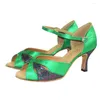 Chaussures de danse talon personnalisés filles filles vert couleur salsa latin ouverte ouverte de bal de bal sandale de chaussures sociales professionnelles