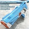 Elektrisk vattenpistol helautomatisk pistol Skjutning av vattenabsorption Burst Water Gun Beach Outdoor Fight Toys for Kids Adult 240418