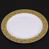 Plates Gold Disposable Plastic -Lace Design Wedding Party Lace Salad/Dessert 25Pack-7.5Inch