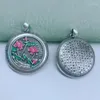 Chains Silver 925 Vintage National Style Round Pendant Enamel Colored Lotus Flower Heart Sutra Two-sided Necklace Classic Jewelry