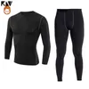 Roupa térmica masculina KLV Men Winter Winter Sports Sport Set Cycling Base Camadas de Fitness Gym jogging