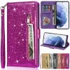 Brieftaschen Brieftasche Glitter Flip Leder Hülle für Samsung Galaxy S23 Ultra S22 S21 Fe S20 Fe S10 plus A13 A14 A23 A33 A34 A51 A52 A53 A54 A71