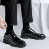 Casual Shoes Men Luxury Fashion Wedding Party Patent Leather Lace-up Derby Shoe Black Stylish Carving Brogue Sneakers Youth Footwear