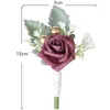 Fiori decorativi 3 pezzi Orena di agnello rosa boutonniere per uomini matrimoniale avorio polveroso foresta per feste decorazioni per abiti da ballo