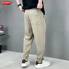 Ternos masculinos Summer Ice Silk Pants for Men Streetwear suave pendurado perna reta versátil casual respirável