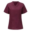 Nulla a manica corta uniforme da infermiera VECK BEETGHE SALONE GUASTIONE DONNA PATCHWORT POCB SCRUB TOPS 240418