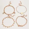 Gold Color Bracelet Set of Four Stainless Steel Sequins Rhinestone Combination for Women Chain Jewelry Gifts 240417